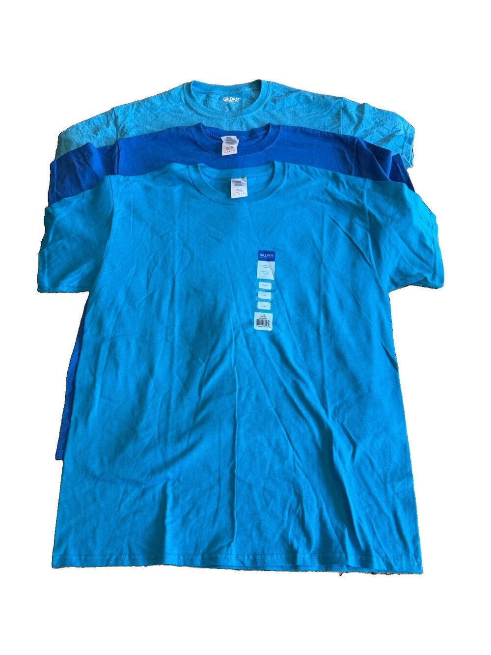 Gildan Adult Ultra Cotton T-Shirt Set Of 3 Blue Size Large
